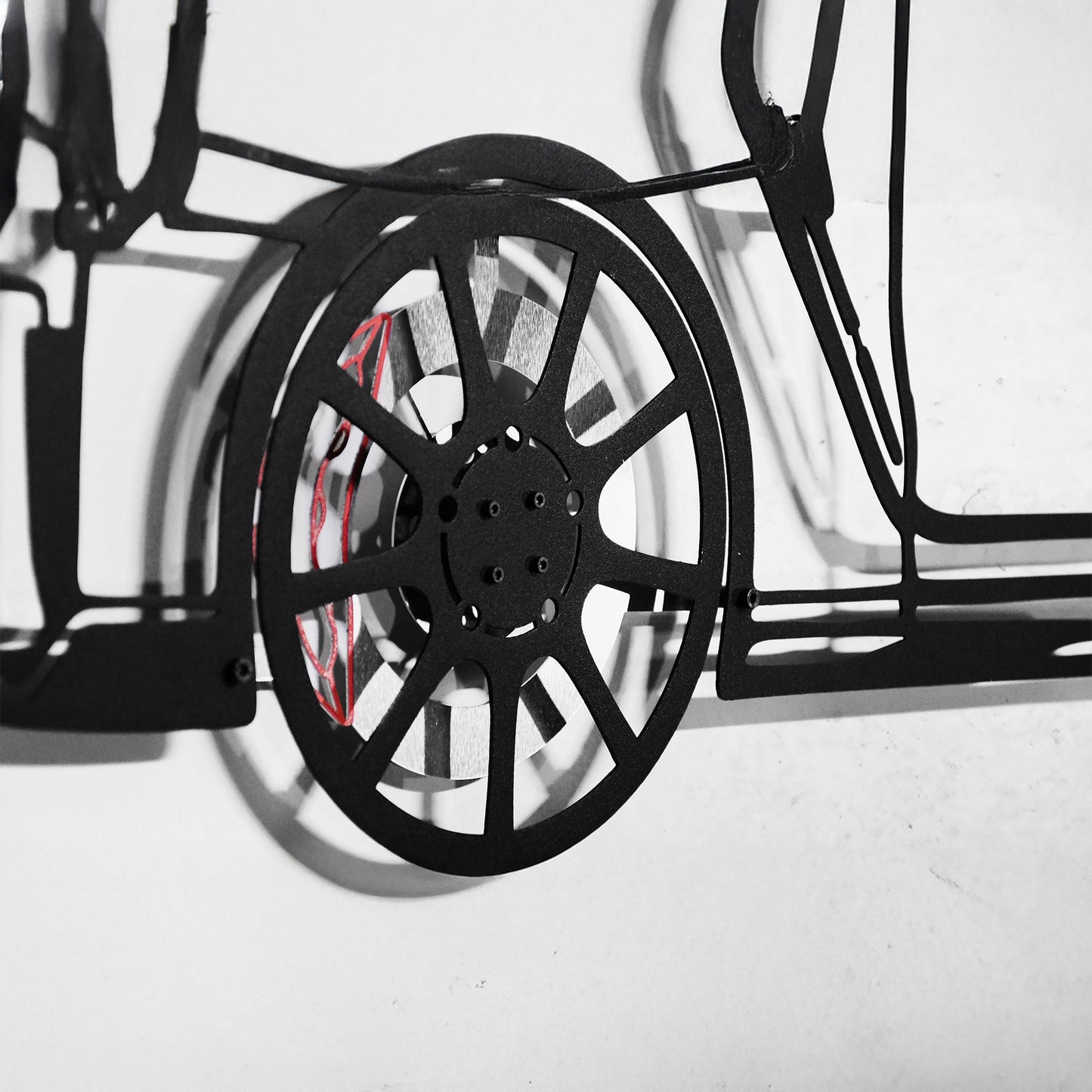 Nissan GT-R R35 Wall Art – JDM Steel Silhouette with Spinning Wheels-KAFMEKA036