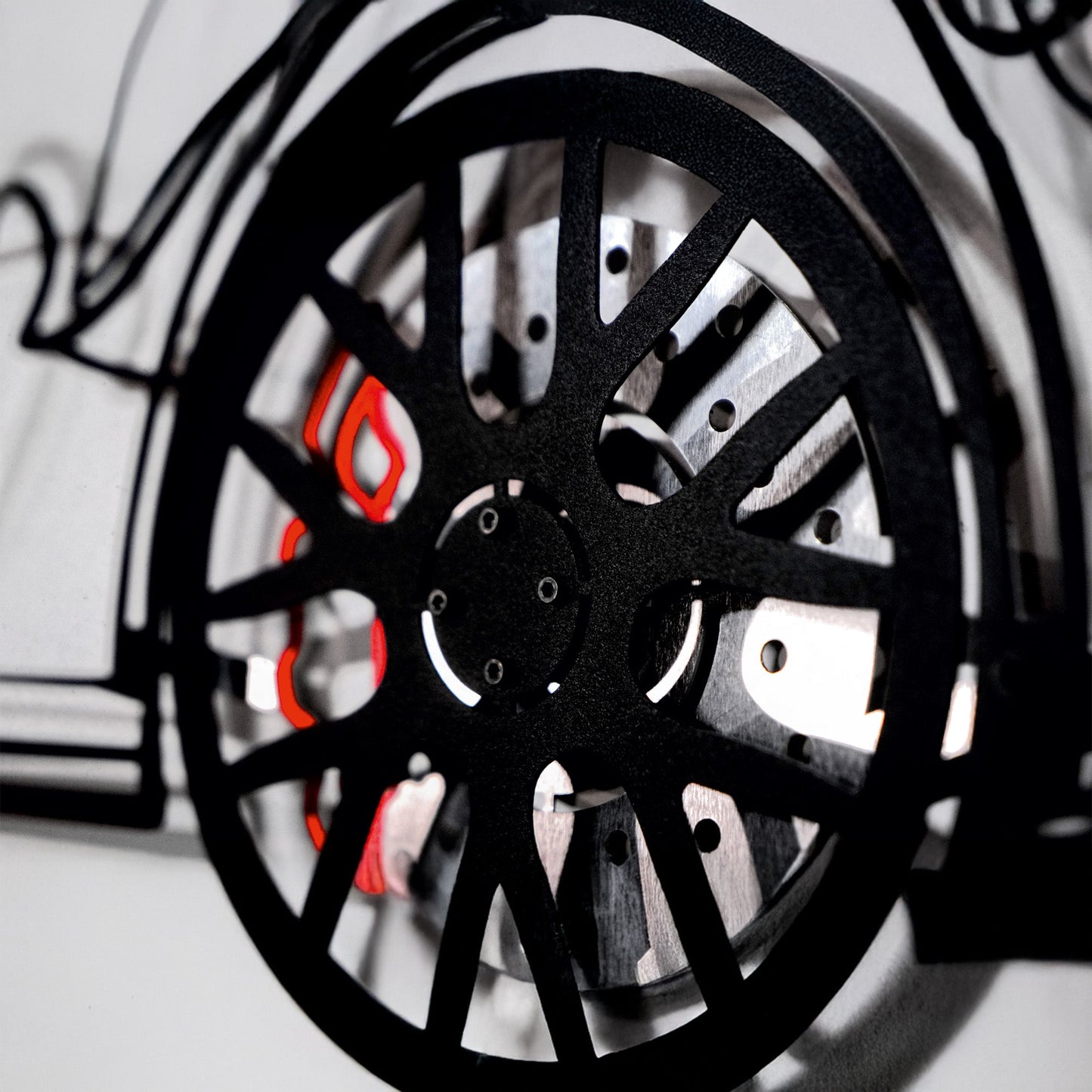 Porsche 911 GT Wall Art – Steel Silhouette with Spinning Wheels-KAFMEKA037