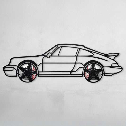 Classic Porsche 911 Wall Art – Retro Steel Silhouette with Spinning Wheels-KAFMEKA038