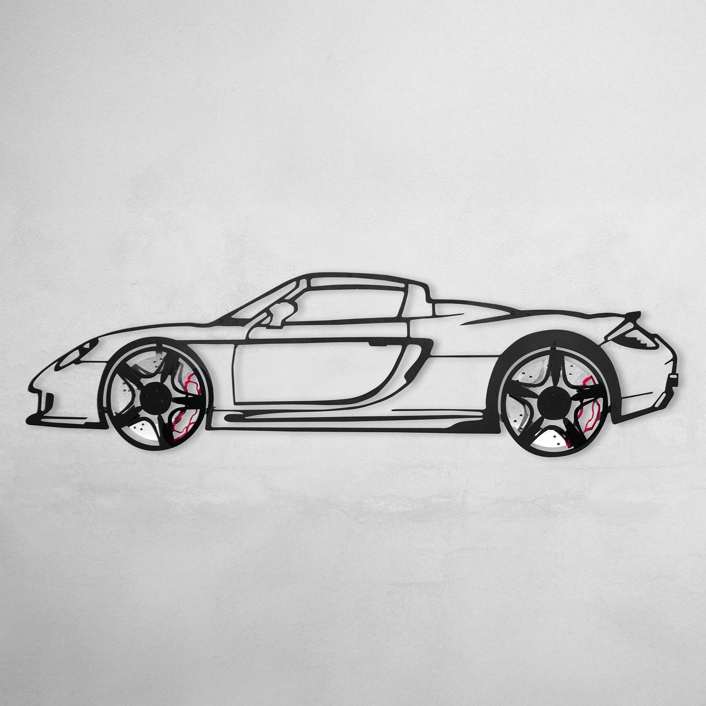 Porsche Carrera GT Wall Art – Supercar Steel Silhouette with Spinning Wheels-KAFMEKA039