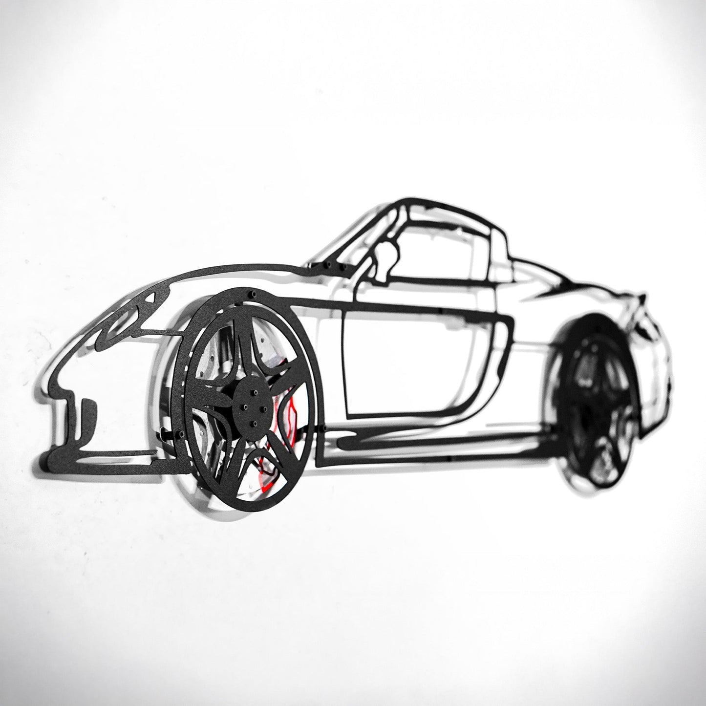 Porsche Carrera GT Wall Art – Supercar Steel Silhouette with Spinning Wheels-KAFMEKA039