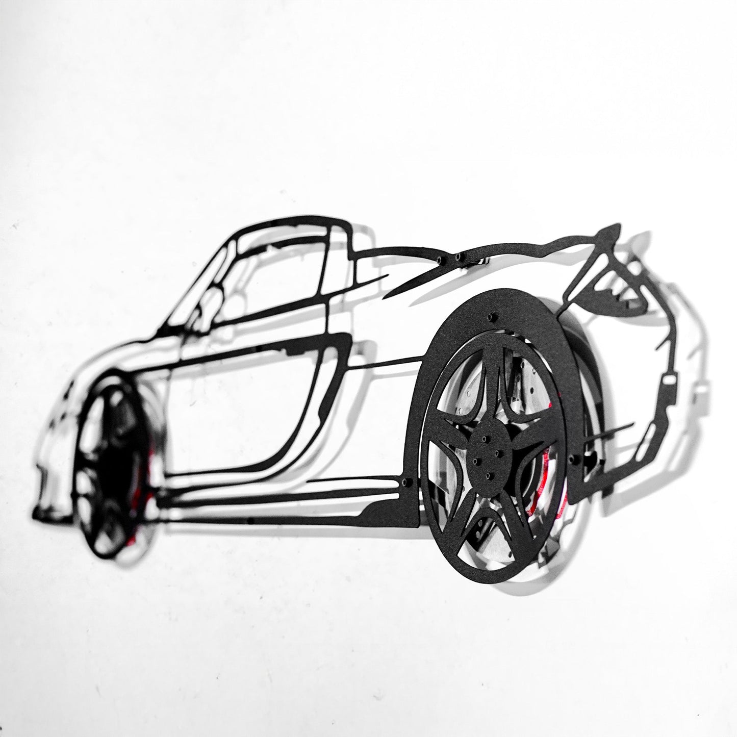 Porsche Carrera GT Wall Art – Supercar Steel Silhouette with Spinning Wheels-KAFMEKA039