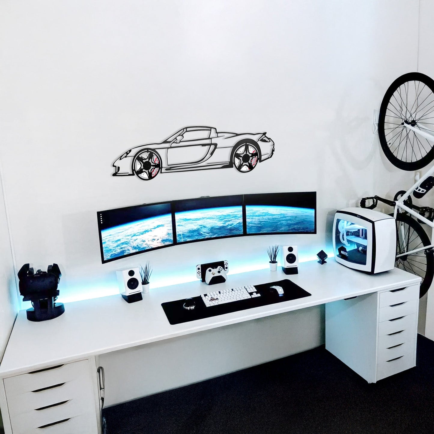 Porsche Carrera GT Wall Art – Supercar Steel Silhouette with Spinning Wheels-KAFMEKA039