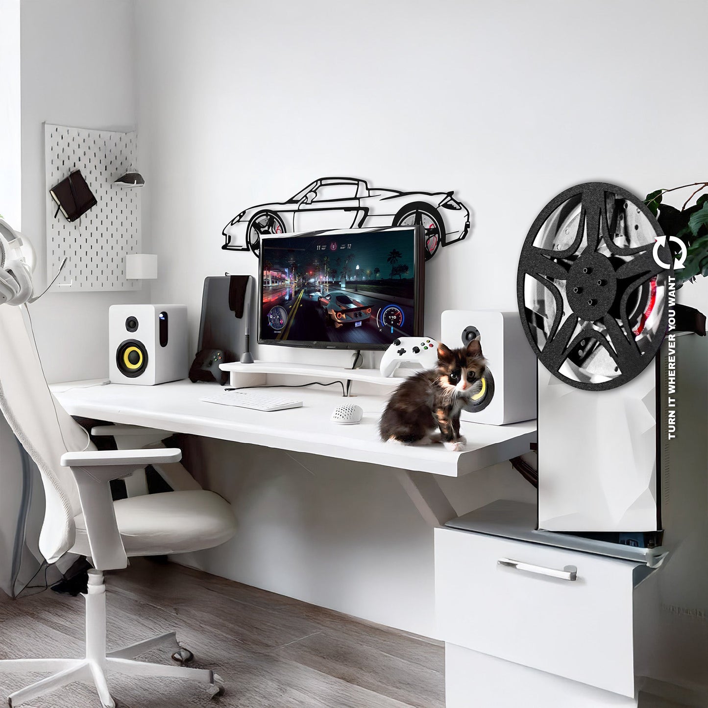 Porsche Carrera GT Wall Art – Supercar Steel Silhouette with Spinning Wheels-KAFMEKA039