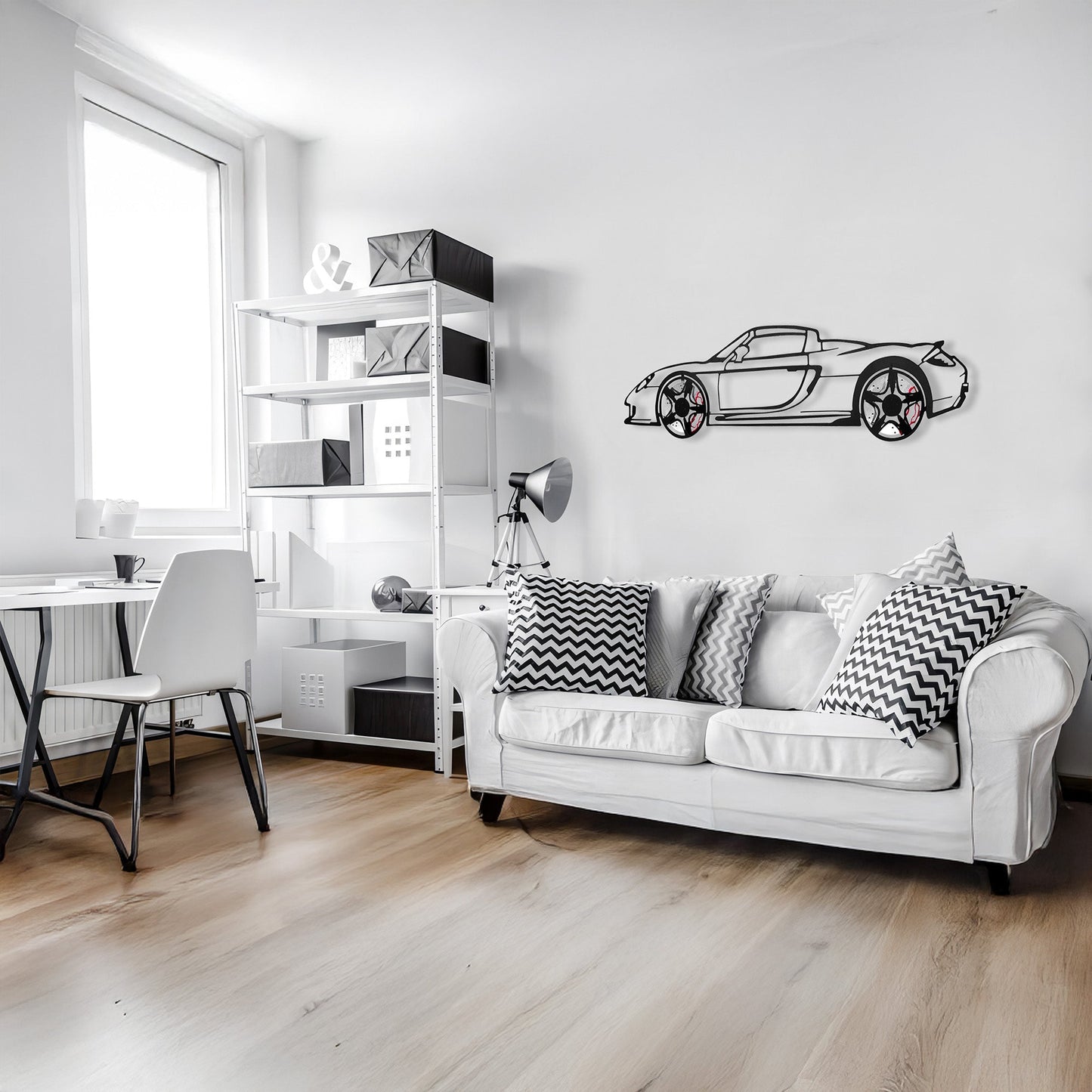 Porsche Carrera GT Wall Art – Supercar Steel Silhouette with Spinning Wheels-KAFMEKA039