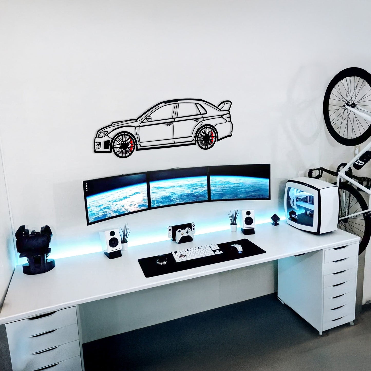 Subaru Impreza Wall Art – Rally Legend Steel Silhouette with Spinning Wheels-KAFMEKA042