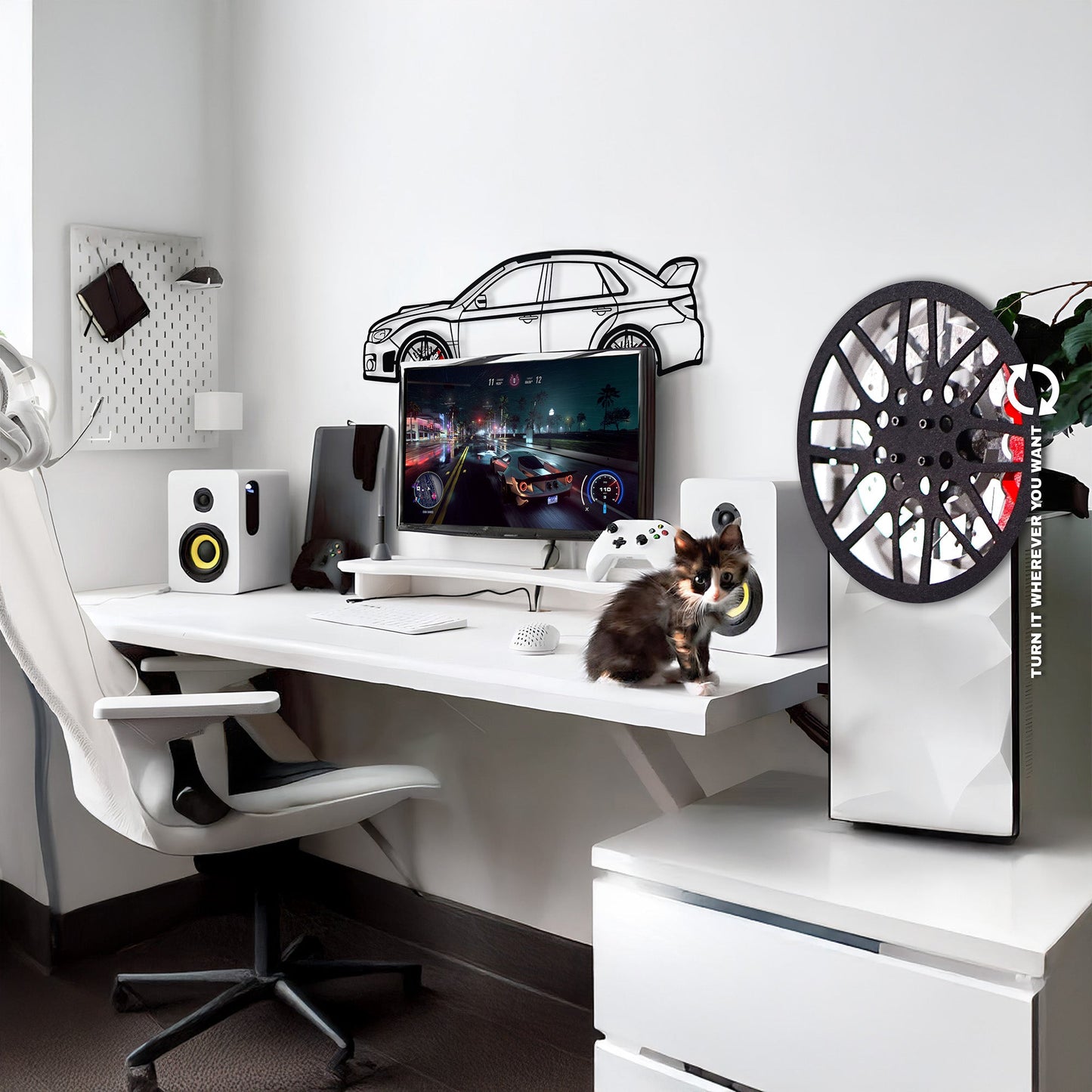 Subaru Impreza Wall Art – Rally Legend Steel Silhouette with Spinning Wheels-KAFMEKA042