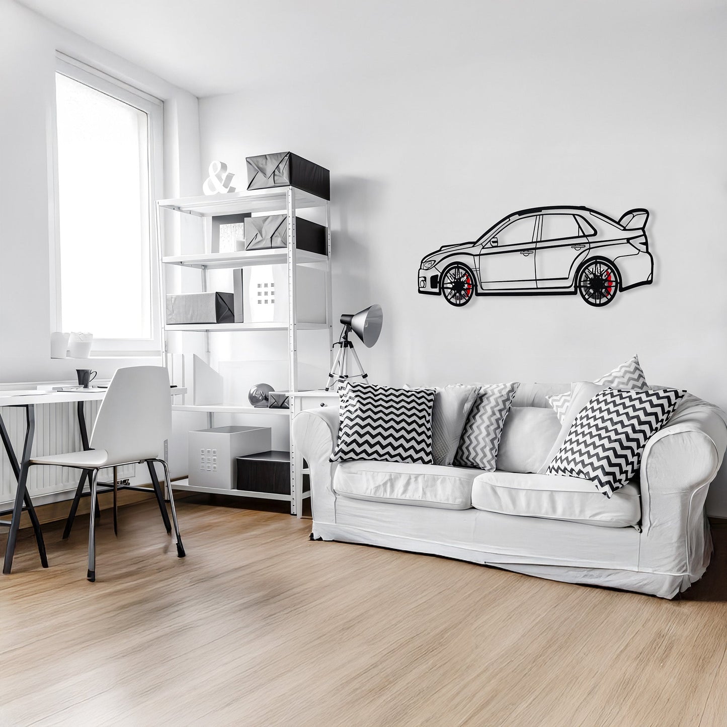 Subaru Impreza Wall Art – Rally Legend Steel Silhouette with Spinning Wheels-KAFMEKA042