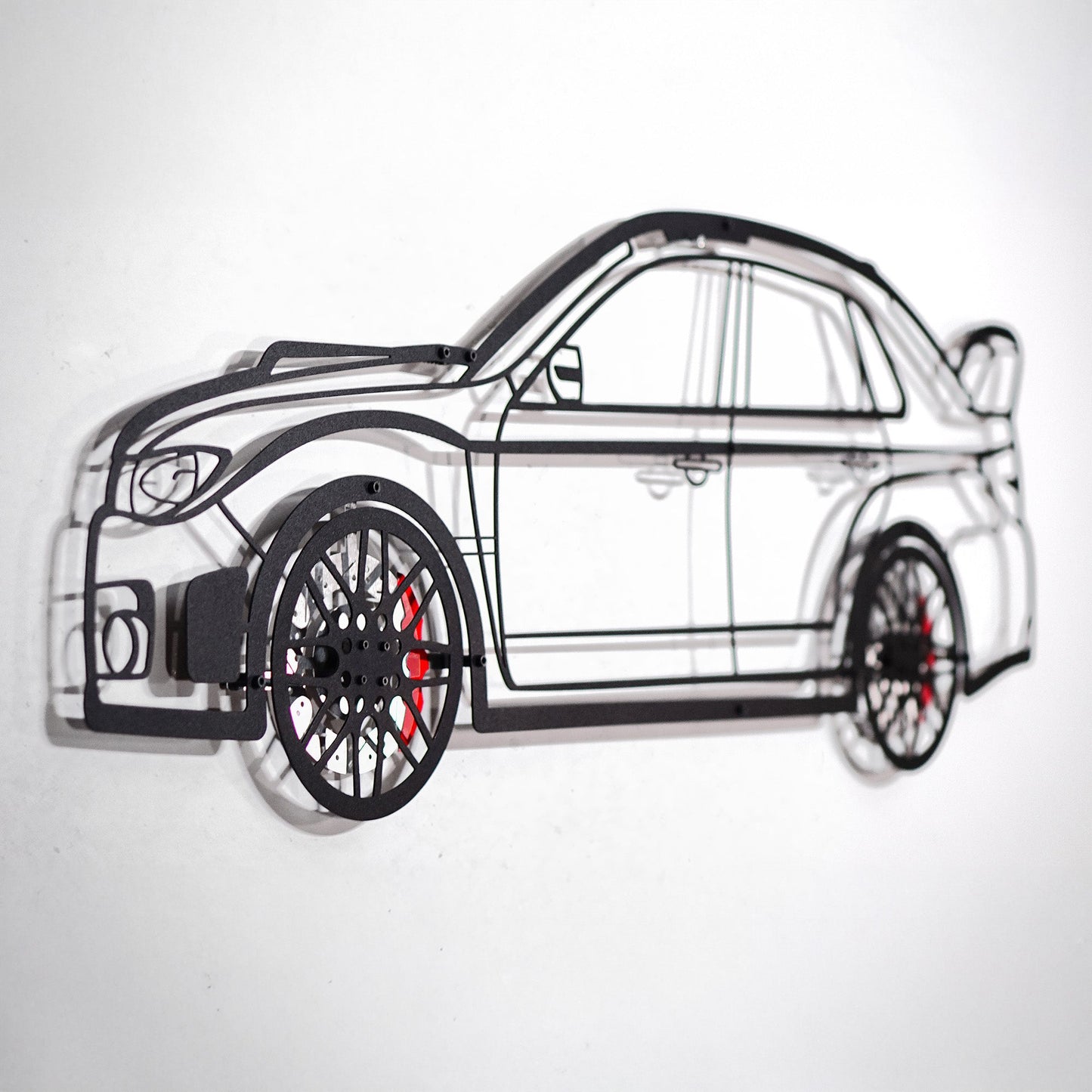 Subaru Impreza Wall Art – Rally Legend Steel Silhouette with Spinning Wheels-KAFMEKA042