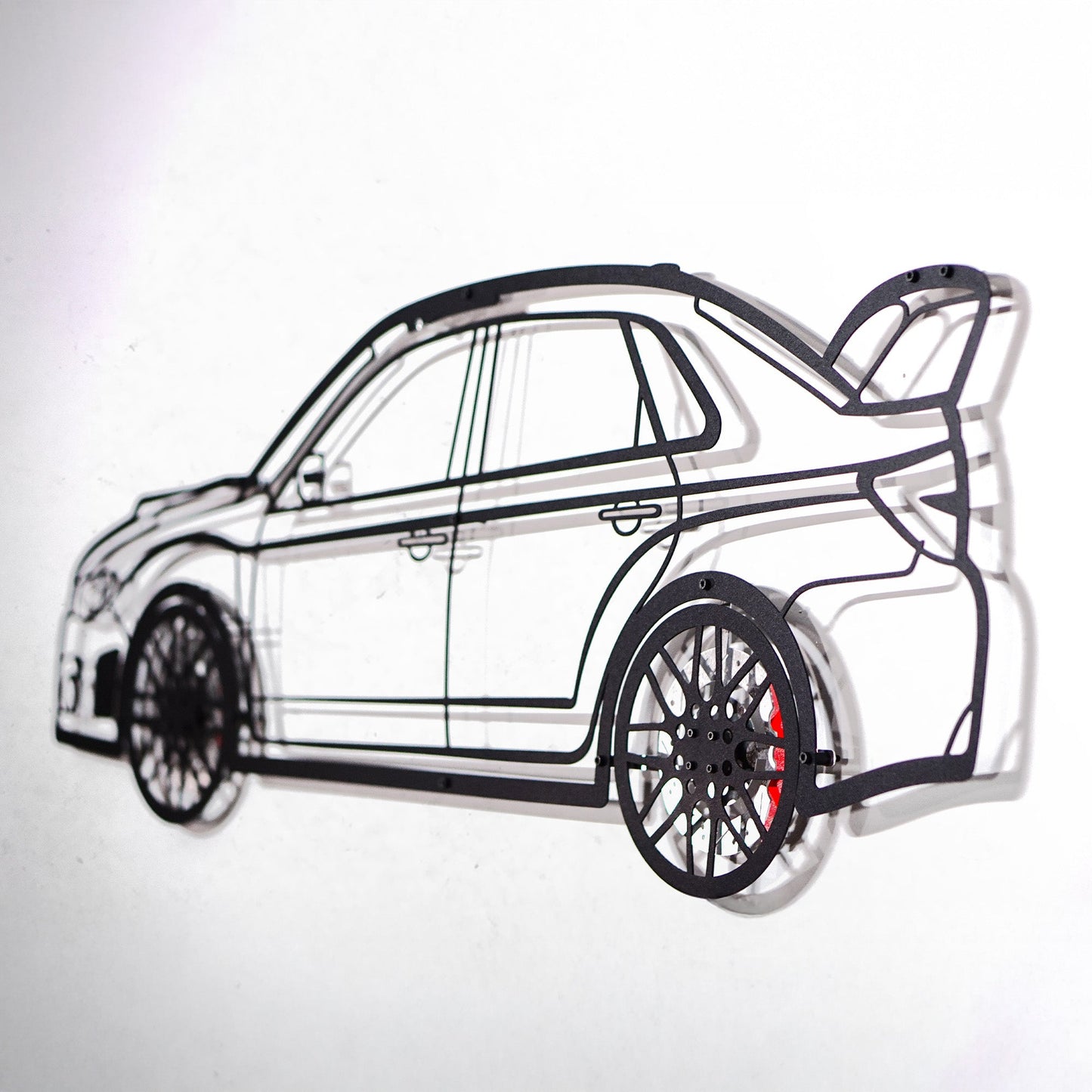 Subaru Impreza Wall Art – Rally Legend Steel Silhouette with Spinning Wheels-KAFMEKA042