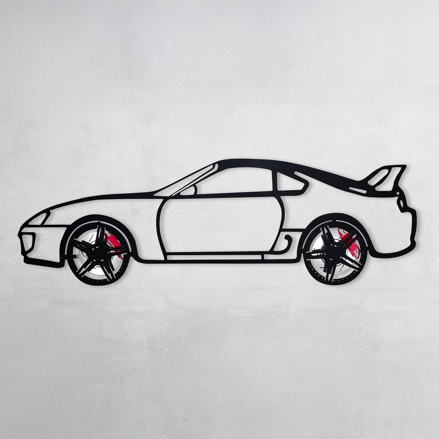 Toyota Supra MK4 Wall Art – JDM Legend Steel Silhouette with Spinning Wheels-KAFMEKA043