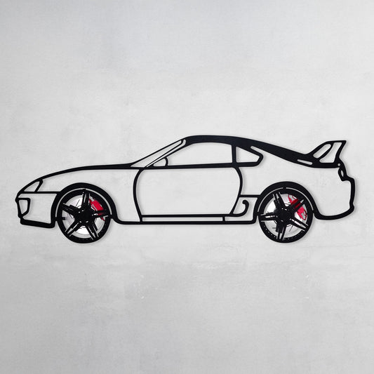 Toyota Supra MK4 Wall Art – JDM Legend Steel Silhouette with Spinning Wheels-KAFMEKA043