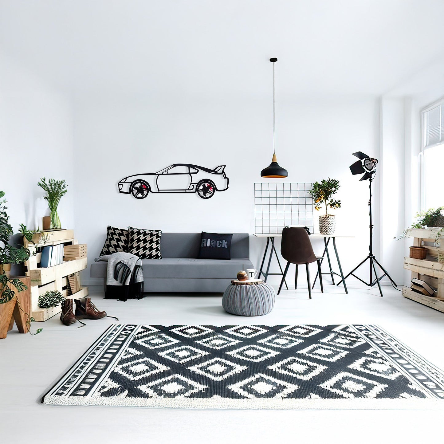 Toyota Supra MK4 Wall Art – JDM Legend Steel Silhouette with Spinning Wheels-KAFMEKA043