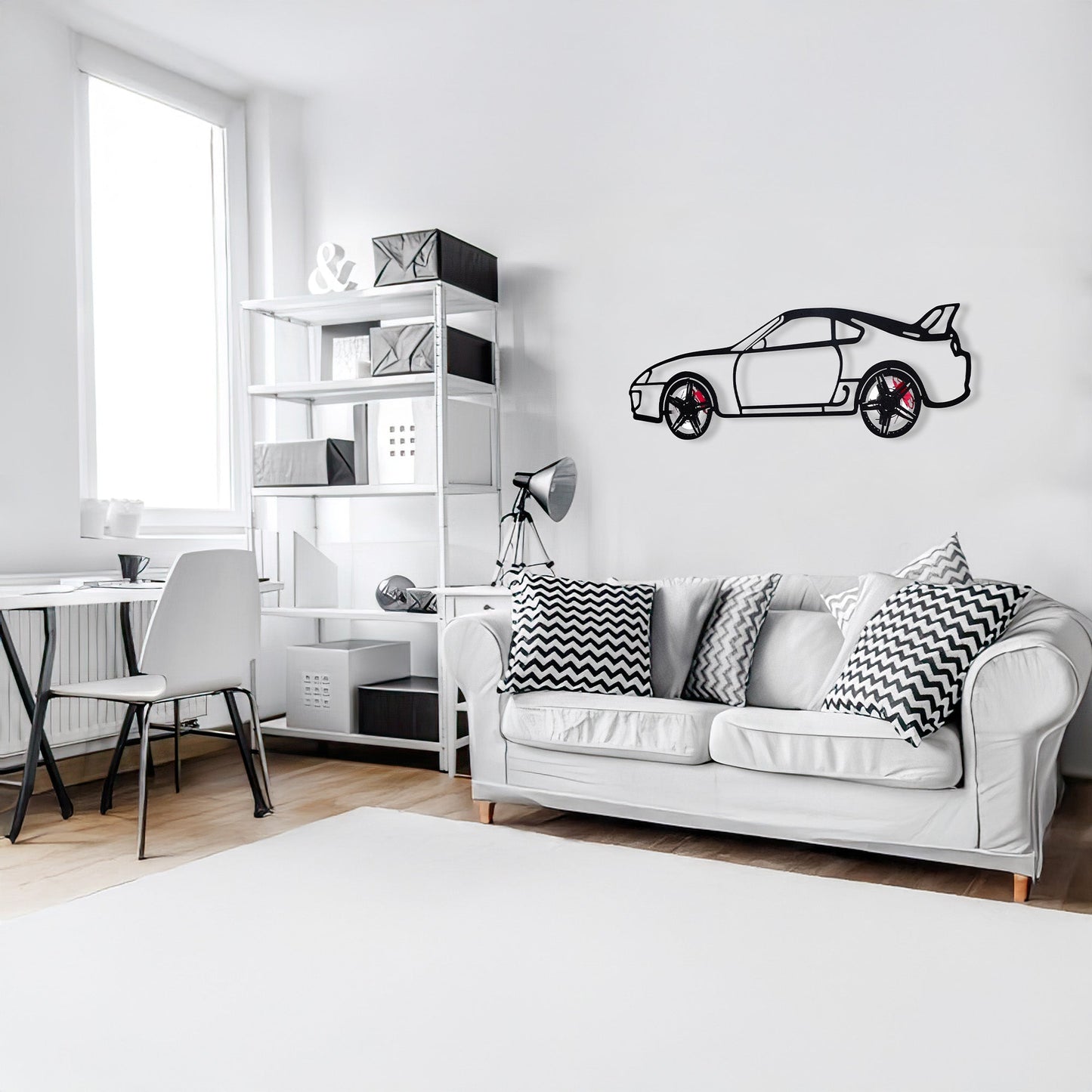 Toyota Supra MK4 Wall Art – JDM Legend Steel Silhouette with Spinning Wheels-KAFMEKA043