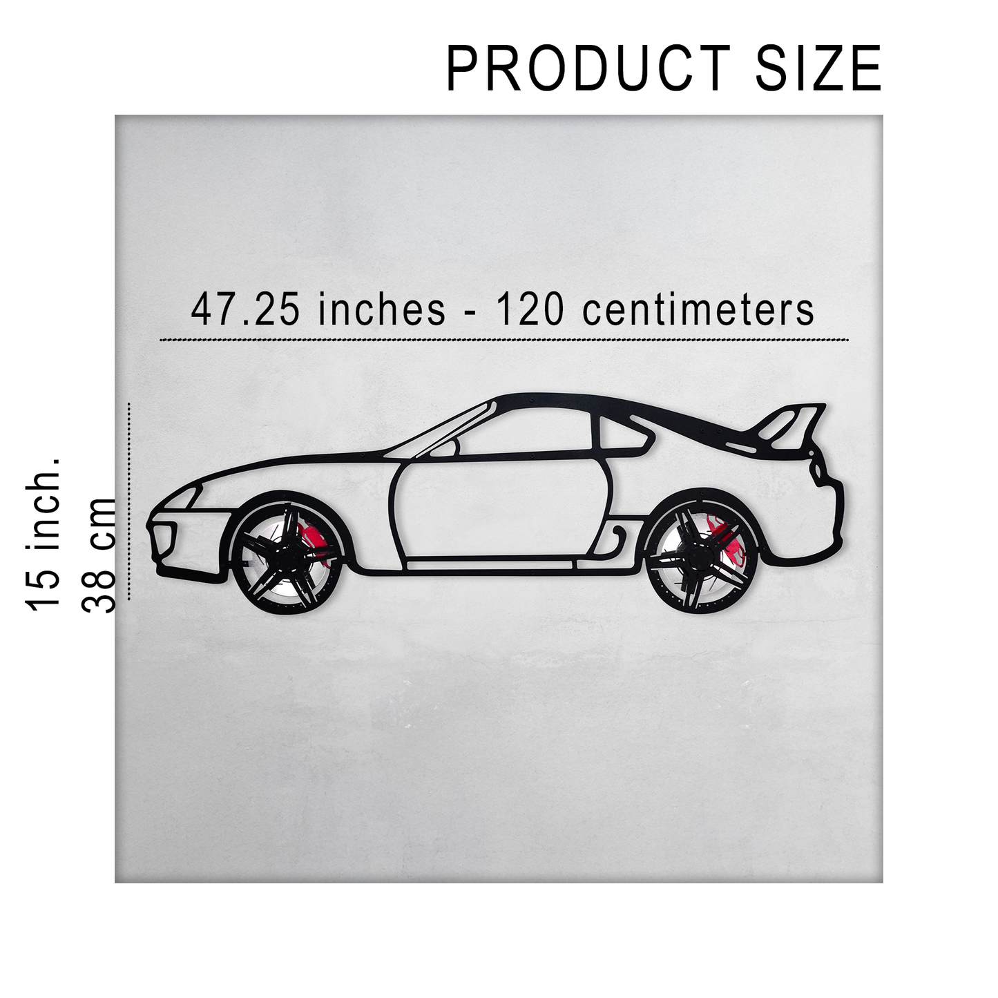 Toyota Supra MK4 Wall Art – JDM Legend Steel Silhouette with Spinning Wheels-KAFMEKA043