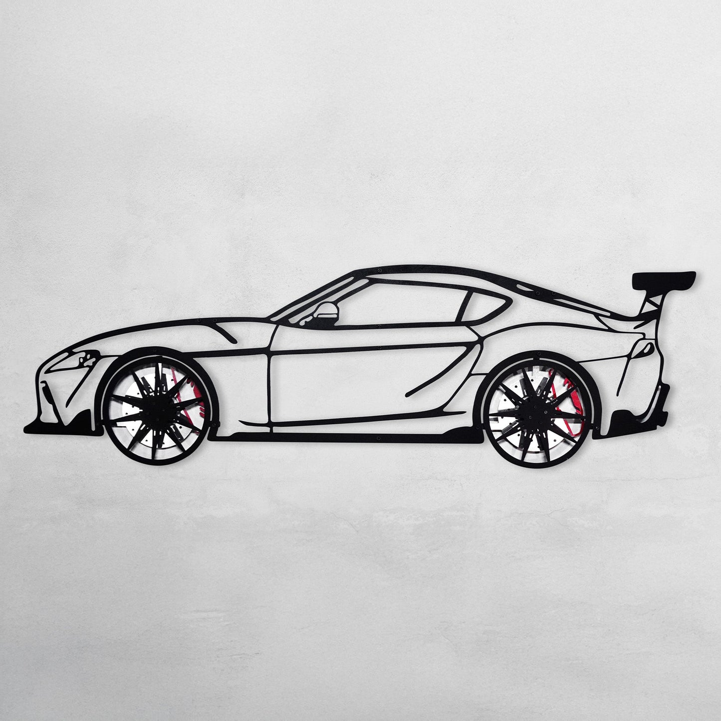 Toyota Supra MK5 Wall Art – Modern JDM Steel Silhouette with Spinning Wheels-KAFMEKA044