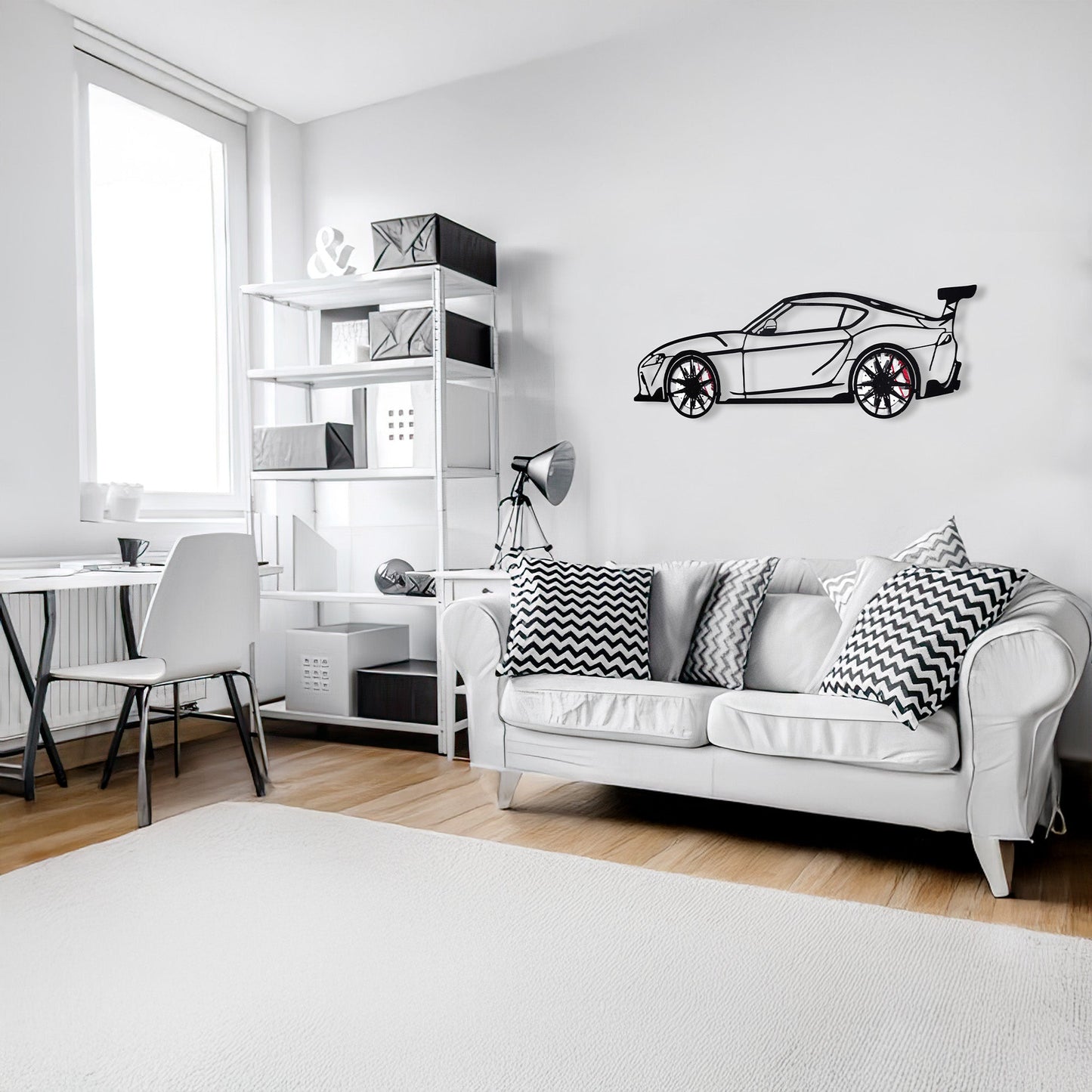 Toyota Supra MK5 Wall Art – Modern JDM Steel Silhouette with Spinning Wheels-KAFMEKA044