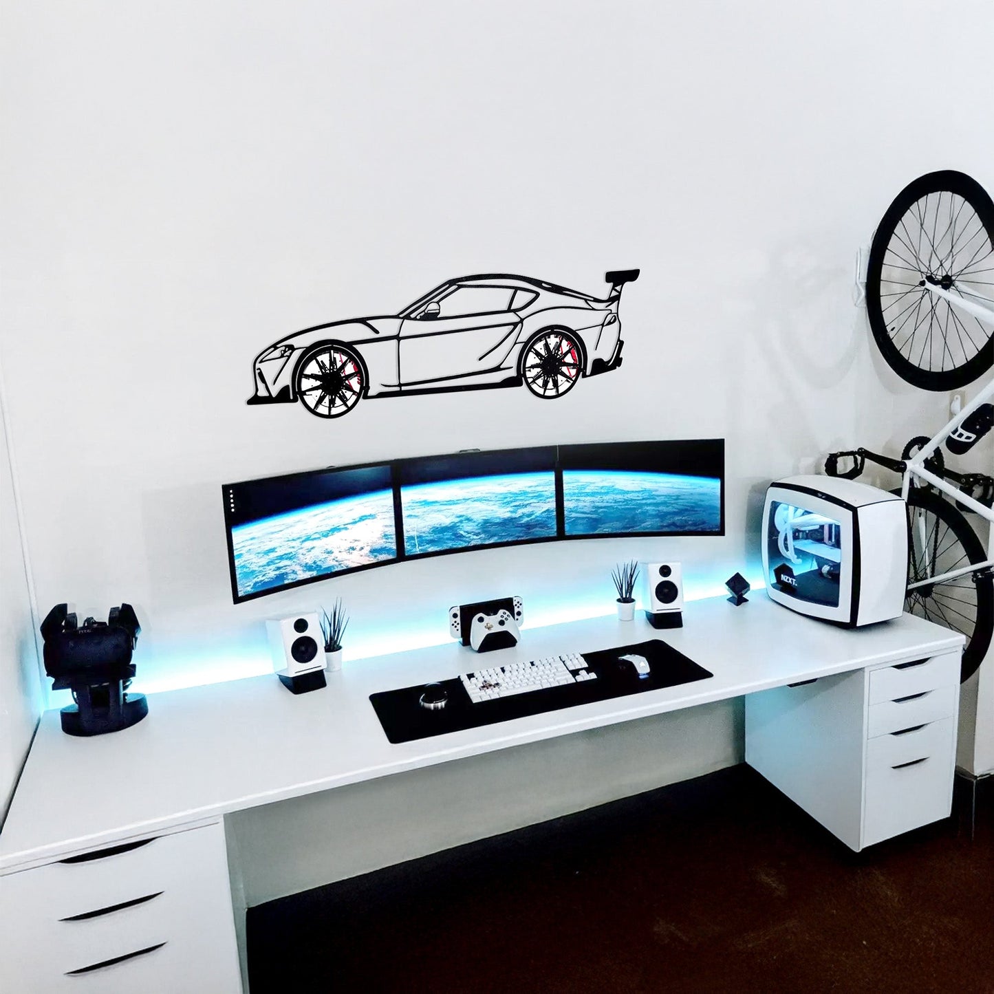 Toyota Supra MK5 Wall Art – Modern JDM Steel Silhouette with Spinning Wheels-KAFMEKA044