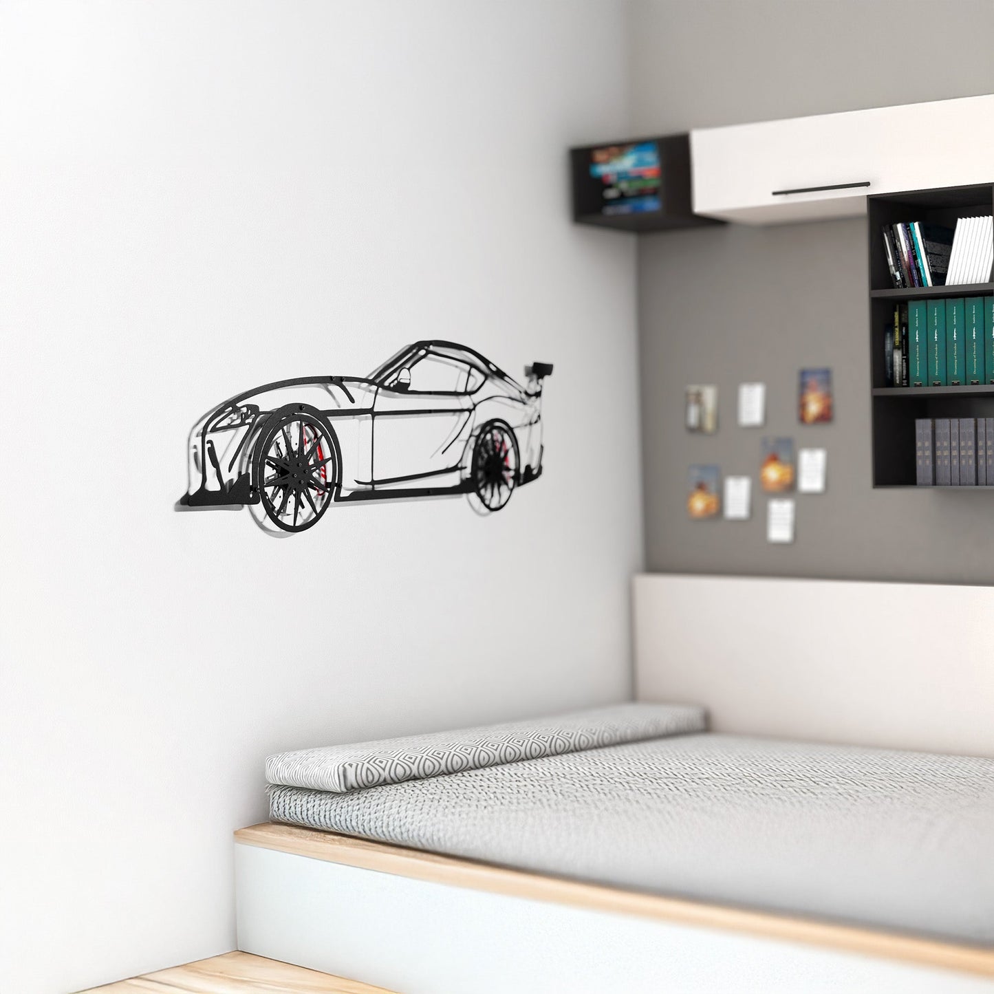 Toyota Supra MK5 Wall Art – Modern JDM Steel Silhouette with Spinning Wheels-KAFMEKA044