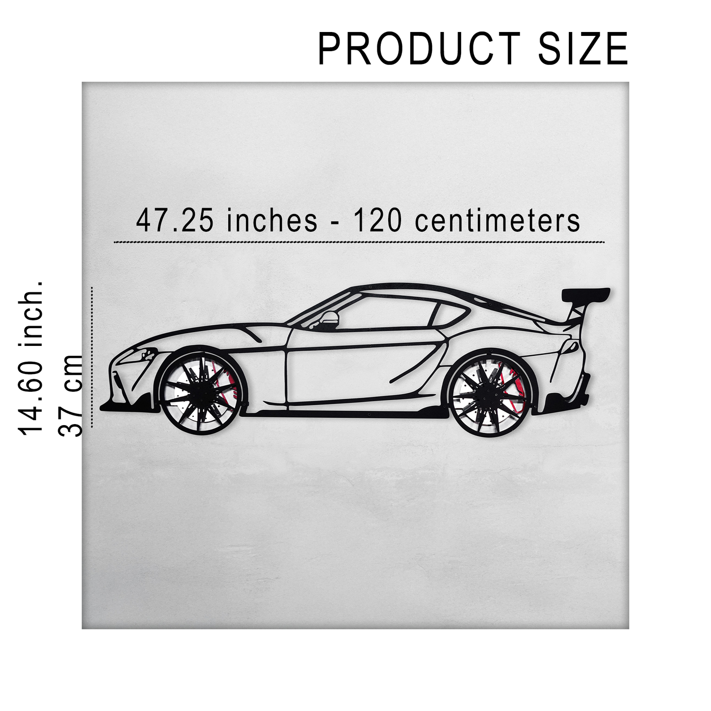 Toyota Supra MK5 Wall Art – Modern JDM Steel Silhouette with Spinning Wheels-KAFMEKA044