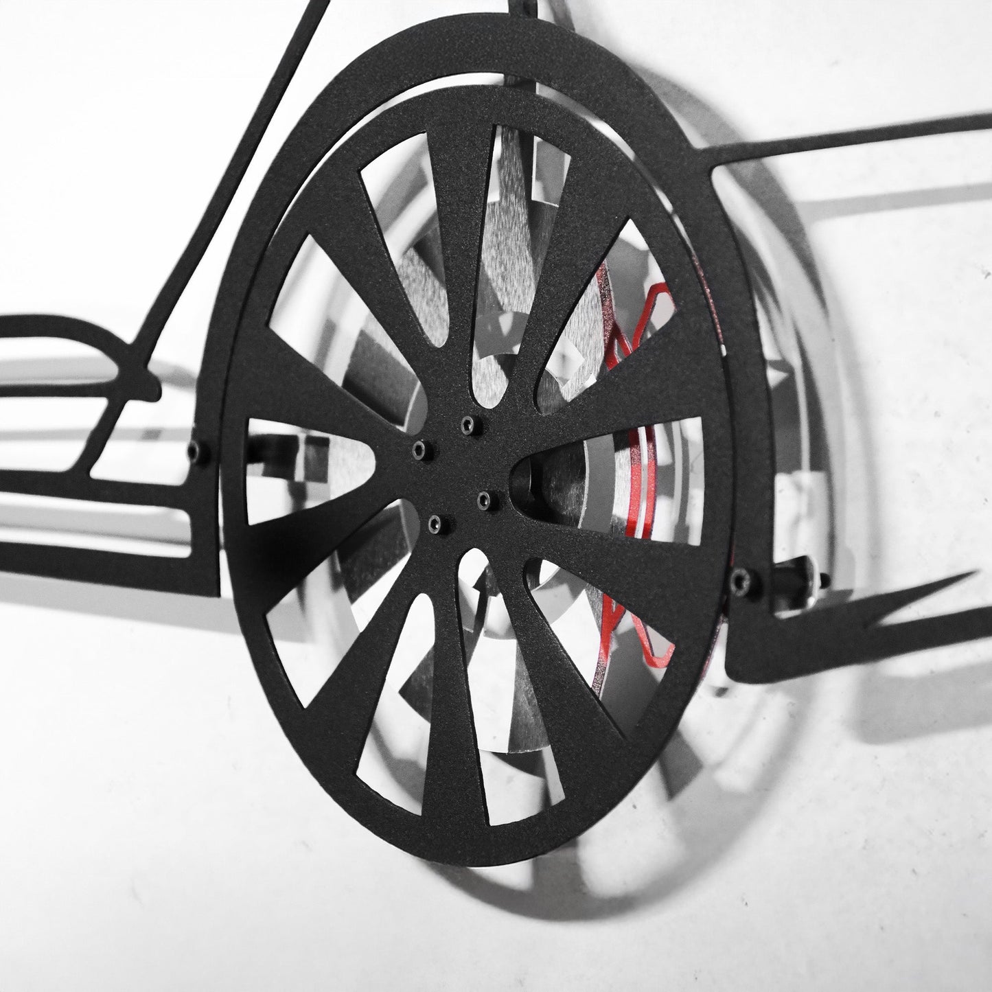 Tesla Model S Wall Art – Electric Car Steel Silhouette with Spinning Wheels-KAFMEKA045