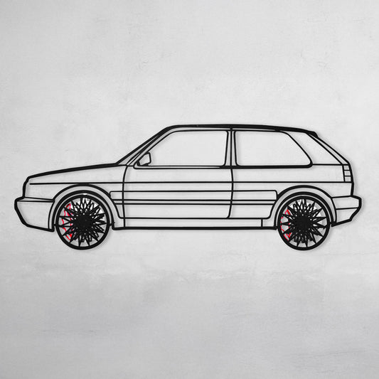 Volkswagen Golf Mk1 Wall Art – Classic Hot Hatch Steel Silhouette with Spinning Wheels-KAFMEKA046