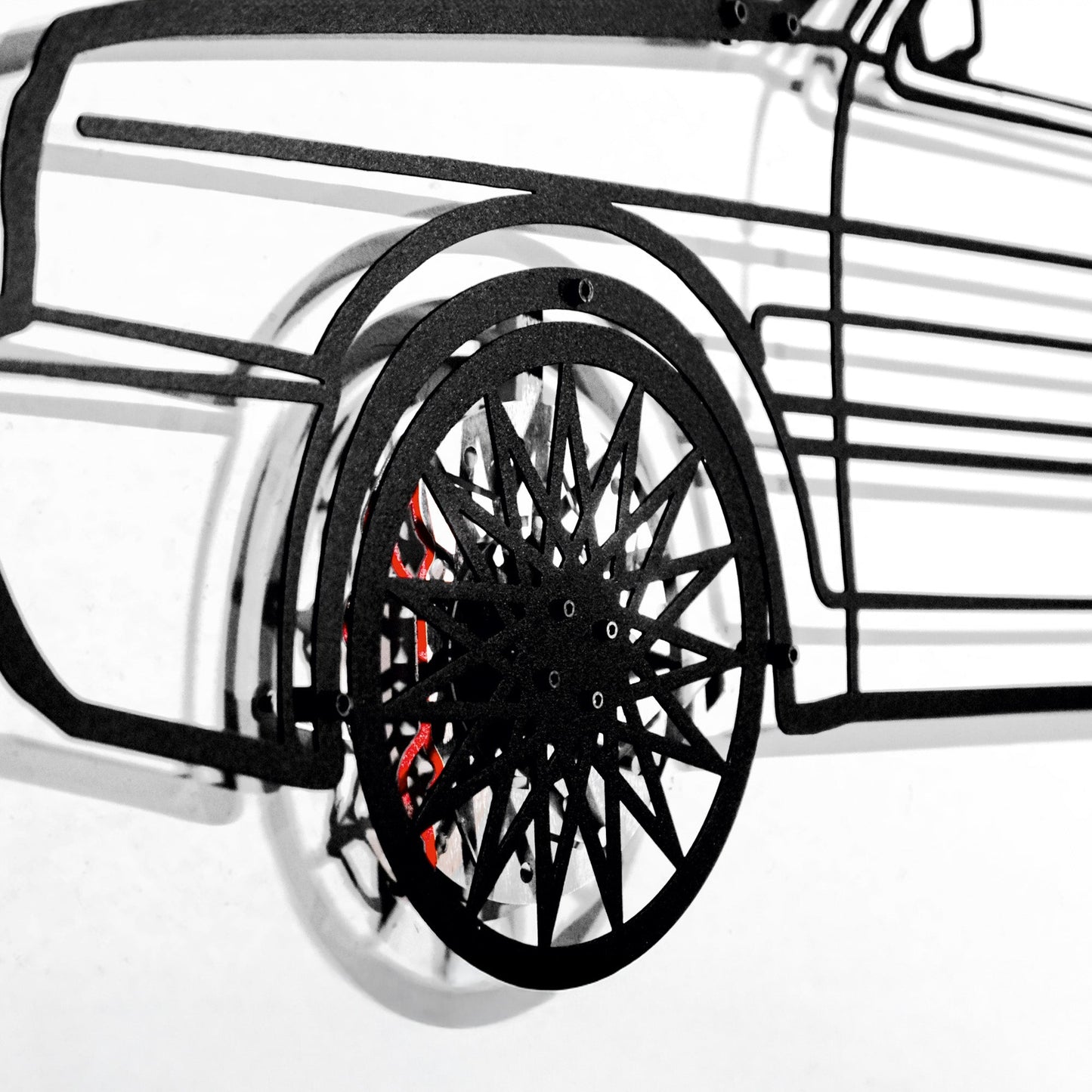 Volkswagen Golf Mk1 Wall Art – Classic Hot Hatch Steel Silhouette with Spinning Wheels-KAFMEKA046