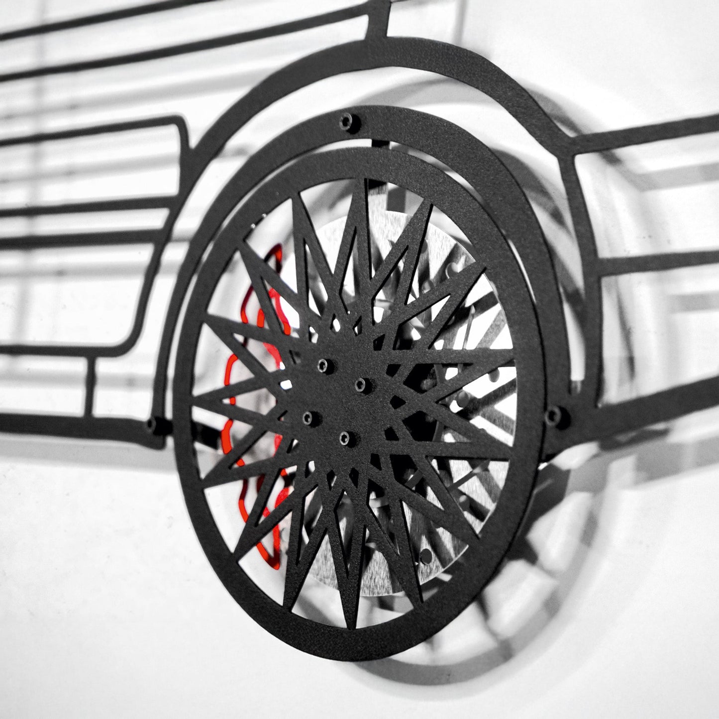 Volkswagen Golf Mk1 Wall Art – Classic Hot Hatch Steel Silhouette with Spinning Wheels-KAFMEKA046