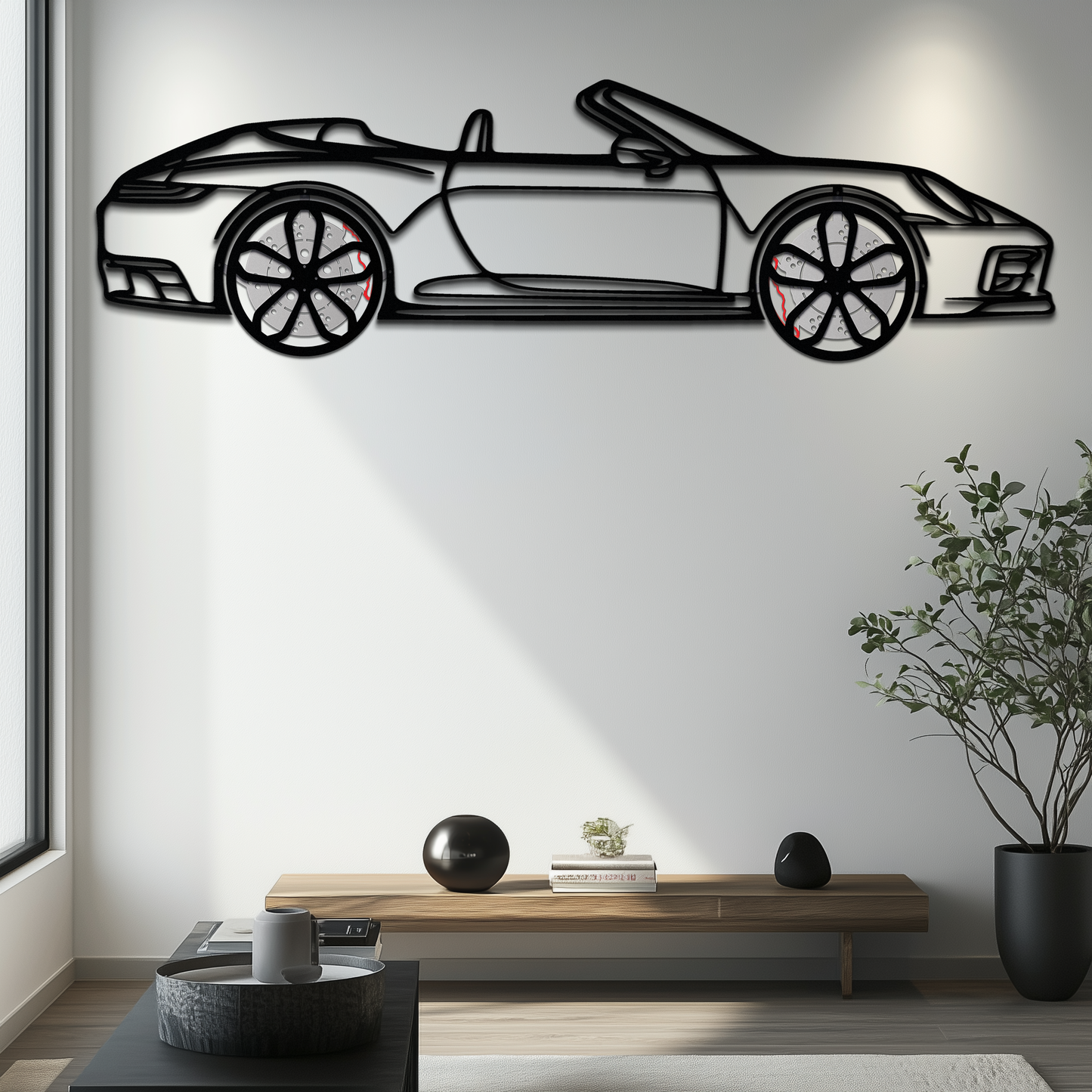 Porsche 911 (992) Convertible Silhouette Metal Wall Art – Rotating Wheel Luxury Car Decor Gift 🌟🏎️,KAFMEKA057