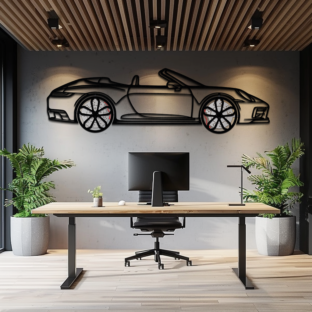 Porsche 911 (992) Convertible Silhouette Metal Wall Art – Rotating Wheel Luxury Car Decor Gift 🌟🏎️,KAFMEKA057