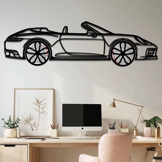 Porsche 911 (992) Convertible Silhouette Metal Wall Art – Rotating Wheel Luxury Car Decor Gift 🌟🏎️,KAFMEKA057