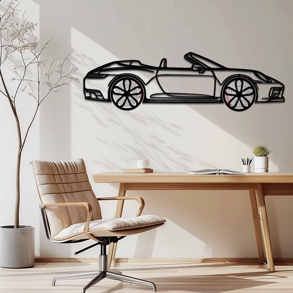 Porsche 911 (992) Convertible Silhouette Metal Wall Art – Rotating Wheel Luxury Car Decor Gift 🌟🏎️,KAFMEKA057