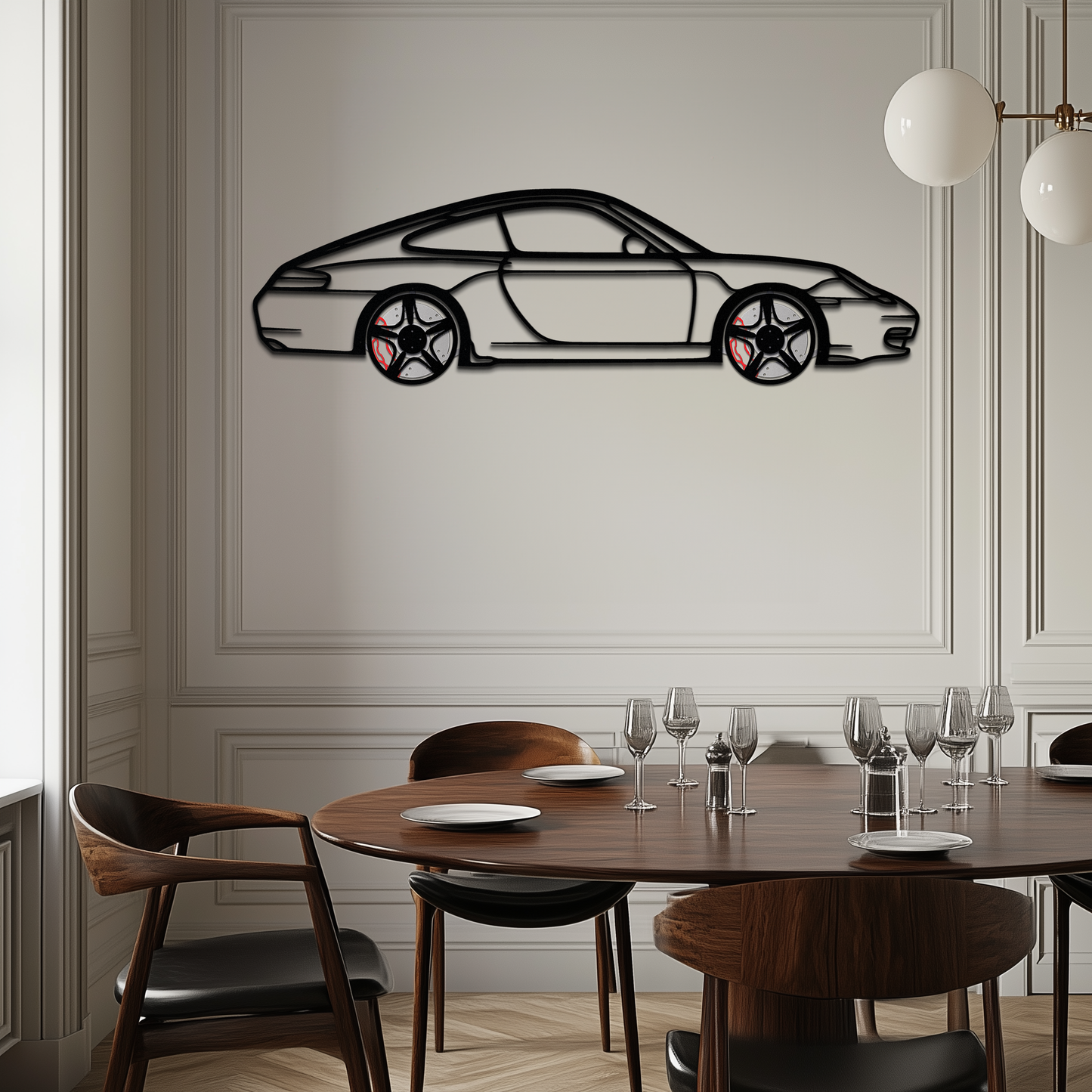 Porsche 911 (996) Silhouette Metal Wall Art – Modern Classic Décor with Rotating Wheels 🏁🔥,KAFMEKA059