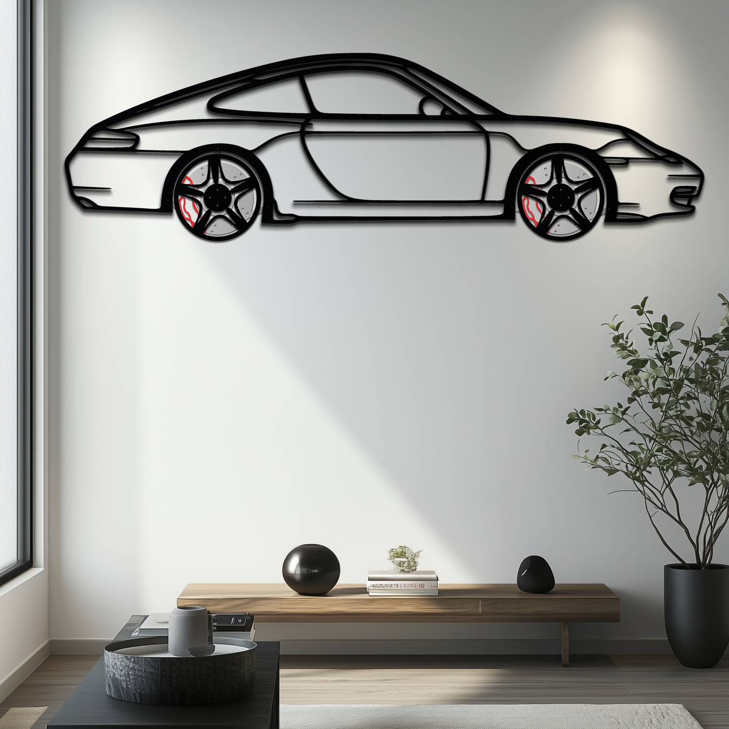 Porsche 911 (996) Silhouette Metal Wall Art – Modern Classic Décor with Rotating Wheels 🏁🔥,KAFMEKA059