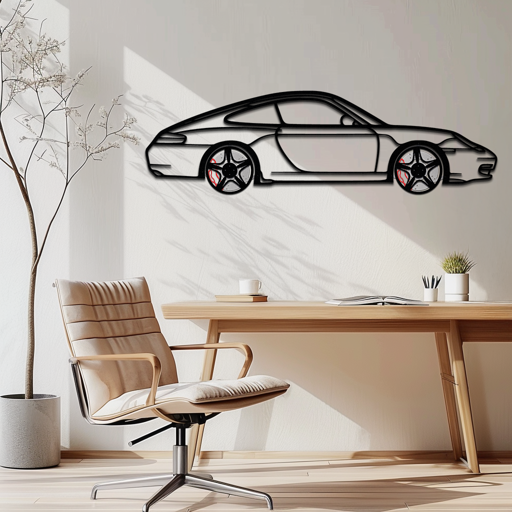 Porsche 911 (996) Silhouette Metal Wall Art – Modern Classic Décor with Rotating Wheels 🏁🔥,KAFMEKA059