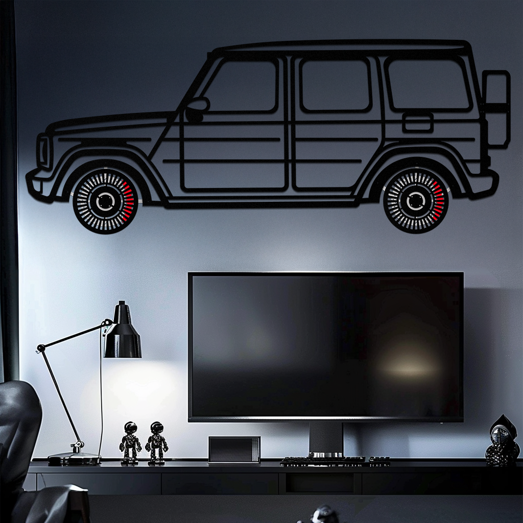 Mercedes G-Class Metal Wall Art – Luxury SUV Silhouette with Rotating Wheels 🚙✨KAFMEKA069