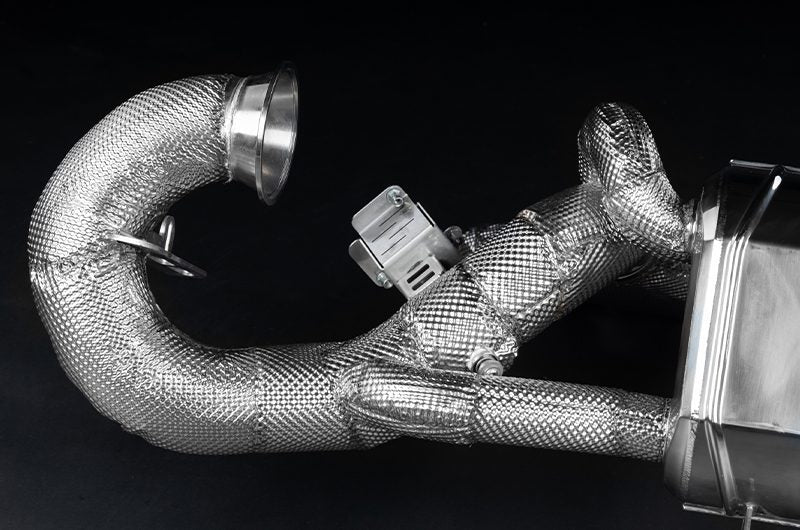 KTM X-Box GT-XR: Valved Exhaust w/ Heat Shield + Carbon/Stainless Exhaust Finisher