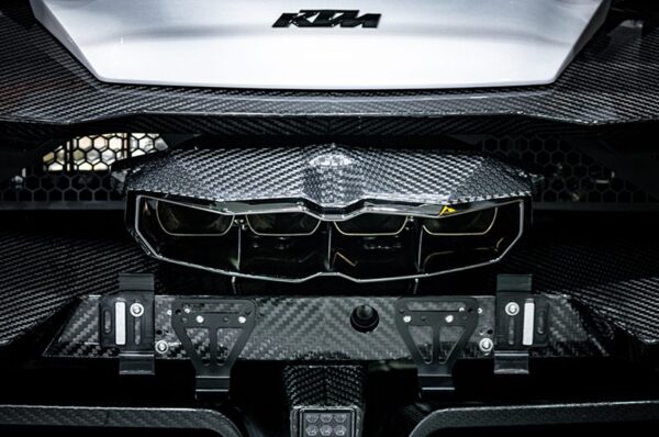 KTM X-Box GT-XR: Valved Exhaust w/ Heat Shield + Carbon/Stainless Exhaust Finisher