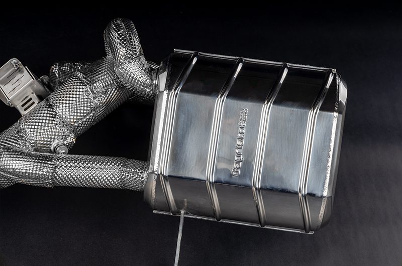 KTM X-Box GT-XR: Valved Exhaust w/ Heat Shield + Carbon/Stainless Exhaust Finisher