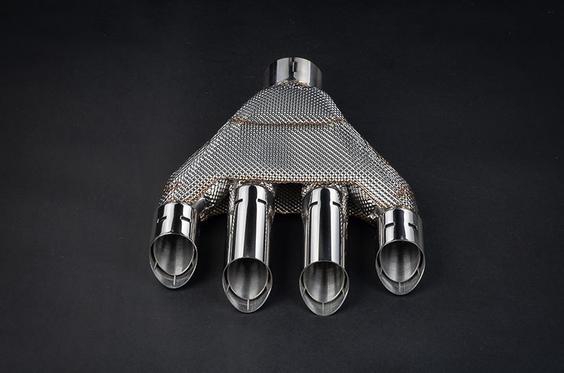 KTM X-Box GT-XR: Valved Exhaust w/ Heat Shield + Carbon/Stainless Exhaust Finisher
