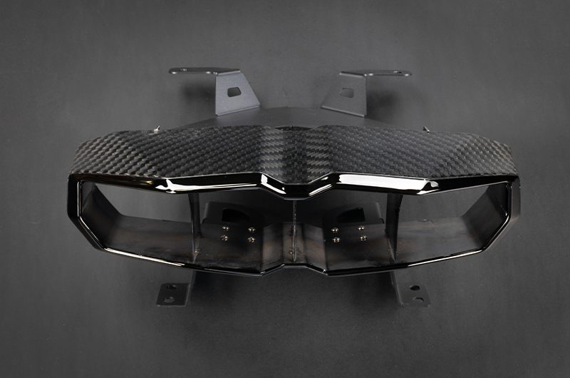 KTM X-Box GT-XR: Valved Exhaust w/ Heat Shield + Carbon/Stainless Exhaust Finisher