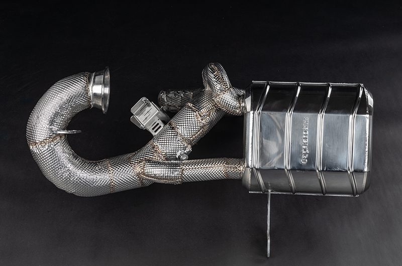 KTM X-Box GT-XR: Valved Exhaust w/ Heat Shield + Carbon/Stainless Exhaust Finisher