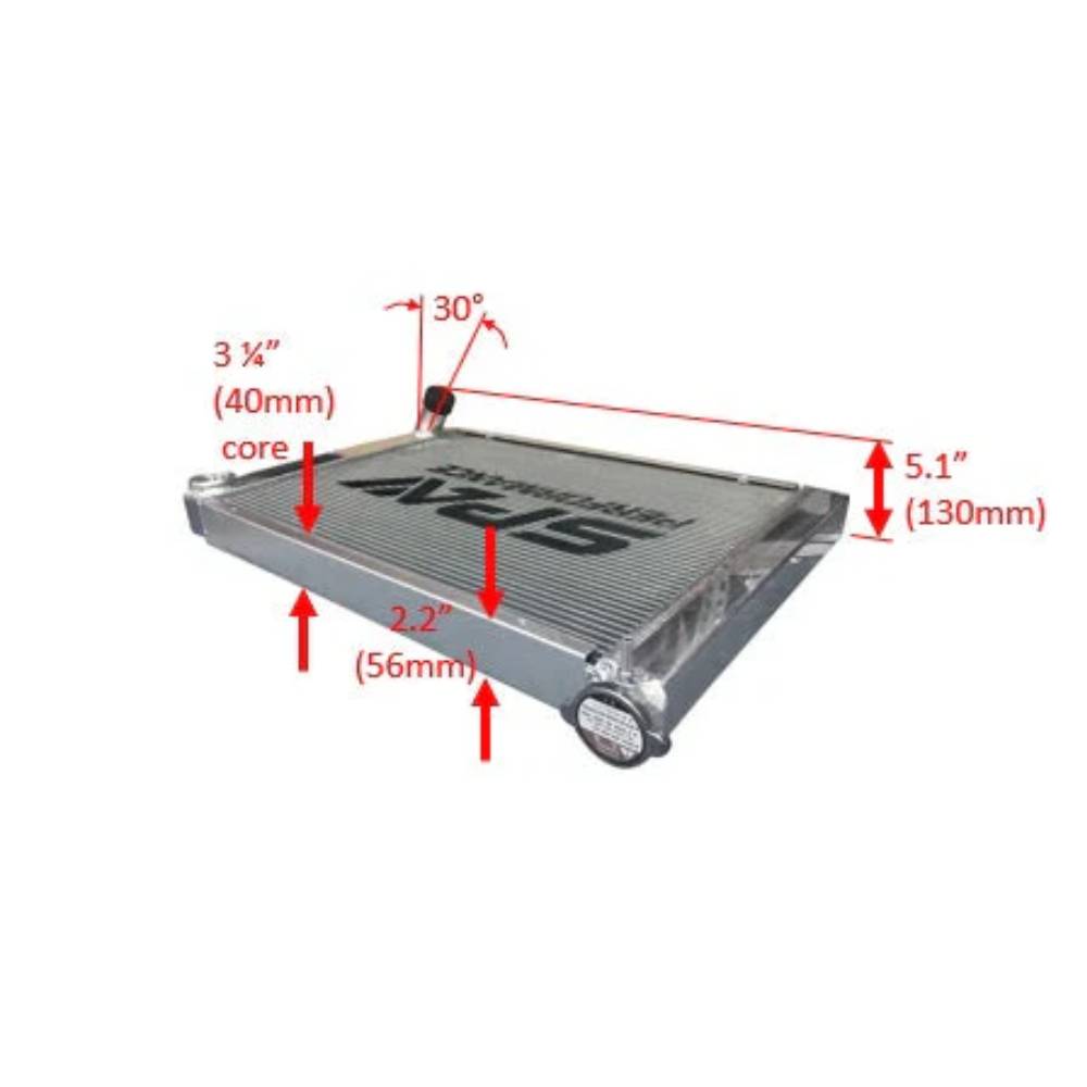Lightweight Late Model Radiator - Double Pass - 26.8" x 19.6" + Power Steering Tank Firewall Mount (Right Inlet) - Black Cap