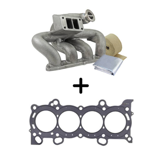 8th gen Honda Civic SI (K20 engine) TWIN SCROLL CAST TURBO MANIFOLD V-BAND WASTEGATE + .030" MLS CYLINDER HEAD GASKET, 87MM BORE