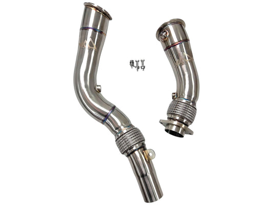 BMW S55 F8x 3.5" Fat Boy Downpipes M2C M3 M4 W/ Flex Section