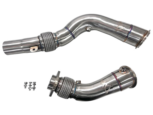 BMW S55 F8x 3.5" Fat Boy Downpipes M2C M3 M4 W/ Flex Section