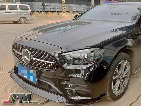 [JPMCarbon] DP Style Carbon Fiber Front Bumper Add-on Lip Fits For 2021-2023 Mercedes-Benz W213 Facelift E-Class Sedan with AMG Sport Package Only