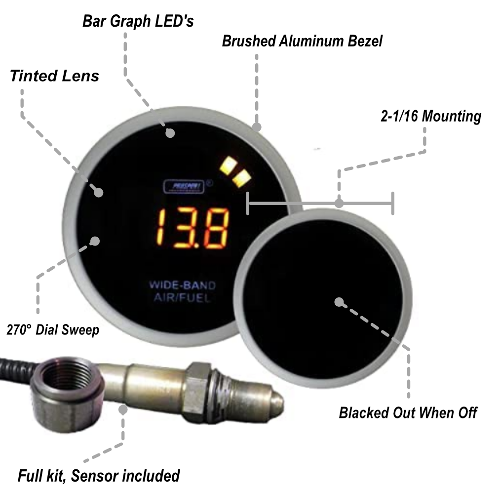 2-1/16" Wideband Digital Air Fuel Ratio kit-Amber LCD