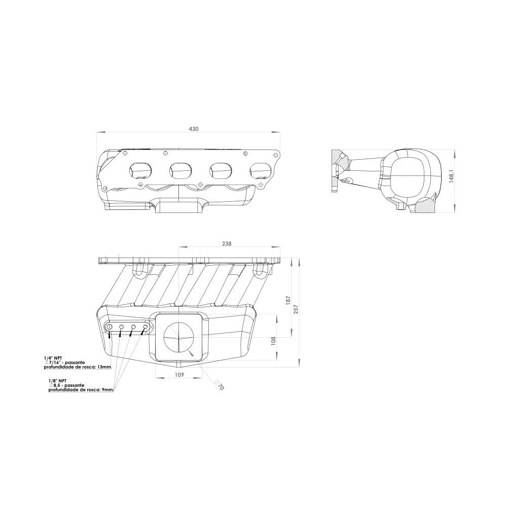 Intake manifold for 8th gen Honda Civic SI (K20 engine) - 4 injectors - Mustang throttle