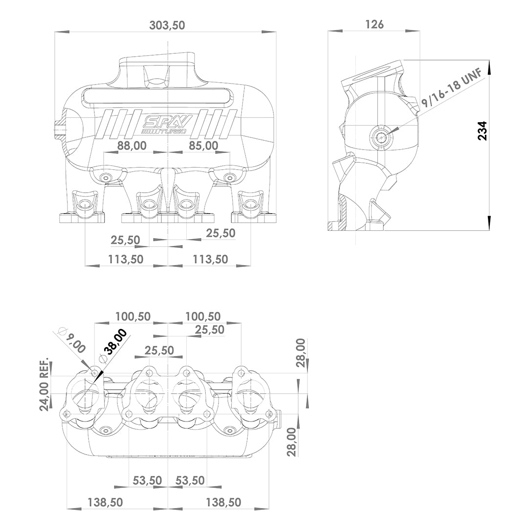 INTAKE MANIFOLD VW 8V CROSS FLOW LONGITUDINAL - 8 INJECTORS